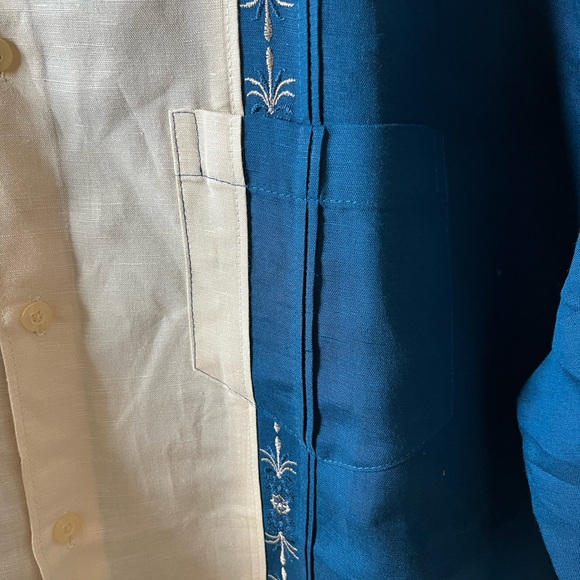 Cubavera Men’s Guayabera Shirt | 2XLT | Cream & Blue | Short Sleeve | NWT - Picture 7 of 9